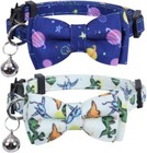 2 Pack Cat Collar Breakaway With Cute Bow Tie   Bell For Kitty Adjustable Safety
