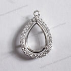 Pre Notched Sterling Silver Cabochon Settings Pendant earring Dangl Pear 4 Prong