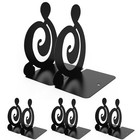 Heavy Duty Metal Bookends - 4 Pairs  Stylish Black Book Holders For Home office
