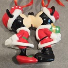 Disney Mickey   Minnie Mouse Kissing Santa Holiday Ceramic Christmas Ornament