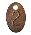 Vintage Double-sided Number 2 Brass Cattle  cow Tag