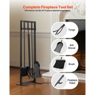 Uimoso 5-piece Fireplace Tool Set With Square Stand  Tongs  Shovel  Brush  Poker