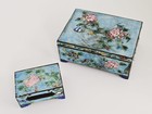 Antique Chinese Asian Enamel Hinged Lidded Box Cigarette And Match Box Cover Set