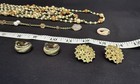 Vintage Earthy Gold Tone Boho Jewelry Lot 9pc Pearl Beaded Necklace Ring Size 8
