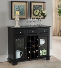 Buffet Server Sideboard Cabinet With Wine Storage  Black