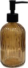 Black Pump Glass Soap Dispenser  13 5oz Brown Stripe
