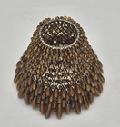 Vintage 60s Gold Amber Glass Beaded Lamp Shade   4 x 5 5  Bohemian Style