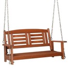 Outdoor 2 Person Porch Swing Bench Wooden Hanging Garden Patio Reddish-brown