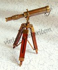 Nautical Vintage Decorative Solid Brass Telescope Antique With Wooden Stand 