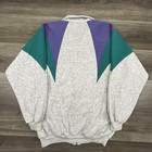 Vintage 80s Adidas Track Jacket Mens Large Gray Purple Teal Colorblock Full Zip