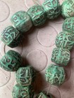 Rare Tibetan Natural Old Turquoise Agate Dzi  om  Beads Prayer Bracelet