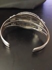 Vintage Native American Sterling   Large Onyx Stone Cuff Bracelet Signed
