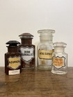 Antique Apothecary   Pharmaceutical Bottles Glass   Amber Set Of 4
