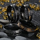 Atop 8mm Meteorite Black Sliver Gold Tungsten Ring Line Men Wedding Band