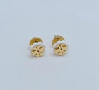 New  Tory Gold White Stud Earrings With Jewelry Pouch