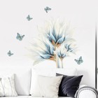 Wall Sticker Butterfly Flower Decal Blue Lotus Removable Vinyl Art Home Decor
