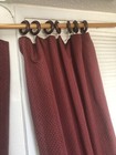 Pair Red Gold Decorative Drapery Panels Custom Made W large Wood Ring Lined Euc