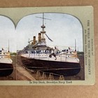 Uss Indiana Battleship Dry Docked Brooklyn Navy Yard Antique Stereoview Card