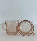 Vintage Pink Glass Mug Fortecrisa Mexico Set Of 2 Ribbed Handled Cups Coffee Tea