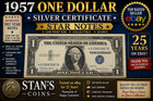 Lot Of 15 1957  1 Silver Certificate Star Notes Blue Seal One Dollar Bills  6ac