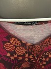 Gudrun Sjoden Floral Midi Dress Xxl Red Cotton V-neck Long Sleeve Pullover