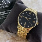 Bulova Classic 97d108 Black Dial Gold Bracelet Men Quartz Watch 40mm New