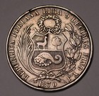 1870 Yj Peru Silver 1 Sol Coin Km 196 3 Vf