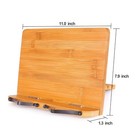 Bamboo Book Stand For Reading  Adjustable Cookbook Holder With Page Clips  Re   