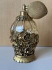 Vintage Matson L825 Gold Ormolu Rose Perfume Atomizer Bottle Glass Vanity Decor