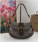 New Soho Signature Jacquard Top Handle Shoulder Bag Cj814 Maple Brown Outlet J