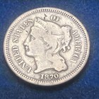 1870 Three Cent Nickel Piece 3c Ungraded Circulated Us Type Coin  168