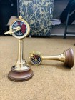 Brass Ship Engine Room Telegraph Vintage Liverpool On Wooden Base Nautical