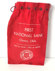 Vtg First National Bank Clinton Ok Drawstring Canvas   Zipper Money Deposit Bags