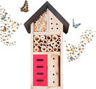 Wooden Insect House Bee Hotel Ladybug Butterfly Pollinator Garden Box