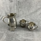Vintage Woodbury Pewter Tea Coffee Pitcher Sugar Bowl Creamer Set