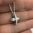 4 Point Star Cremation Keepsake Pendant 925 Sterling Silver Memorial Jewelry Urn