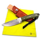 4 6  Civivi Cloud Peak D2 Steel Fixed Blade Green G10 Handle With Leather Sheath