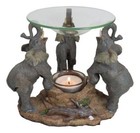 Ebros Trio Elephants Oil Warmer Statue Wax Tart Burner Aroma Diffuser Figurine