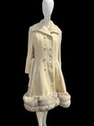 Vintage Lilli Ann Off White Cream Coat  Flare Princess Coat Fox Fur Trim Size M
