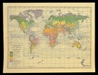 Vintage World Map Vegetation Ocean Currents 1930s Original Atlas Map
