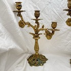 Vtg Triple Candelabra Ornate Floral Heavy Brass Candlesticks Candle Holders Pair