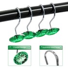 Diamond Shower Curtain Hooks With Rhinestones  Set Of 12  Emerald Green