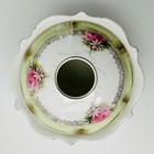 Vintage Porcelain Hair Receiver Made In Germany Pink Rose Pattern Gold Detail