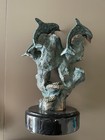 Vintage Donjo Dolphin Copper Sculpture Signed 16  Sea Life Porpoise