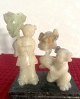 Old Chinese Hetian White Jade Hand Carving Two Young Girls Figurine
