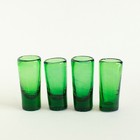 4 Vintage Green Glass Hand Blown Mexican Shot Glasses Mid-century Modern 3   