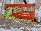 Vintage Paw Paw Bait Porcelain Sign Old Michigan Lucky Lures Fish Fishing Tackle