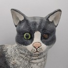 Vintage Cast Iron Black And White Tabby Striped Cat Doorstop