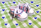 18 Inch Doll Tennis Shoes Red And Blue Plaid Fits American Girl Doll