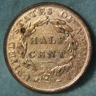 1835 Classic Half Cent Gold Plated   Old Us Coin  531